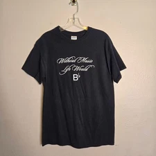 Music Lover Theme Graphic T-Shirt Size M Black White Musician Novelty Gift 