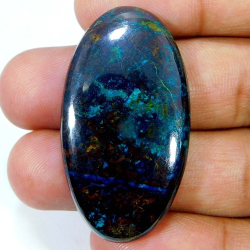 Cabochon Ovale En Azurite Bleue Naturelle 54,55 Carats - 42x26x6 Mm - Inde - Pour Bijoux