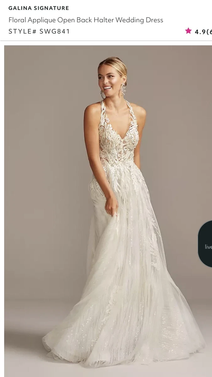David's Bridal Halter Neck A-Line Regular Size Wedding Dresses for sale | eBay David's Bridal Halter Neck A-Line Regular Size Wedding Dresses for sale | eBay