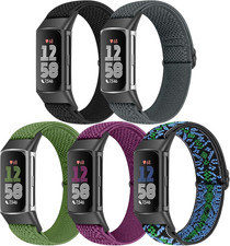 5 Pack Elastic Nylon Watch Bands Compatible for Fitbit Charge 6/Fitbit Charge 5,