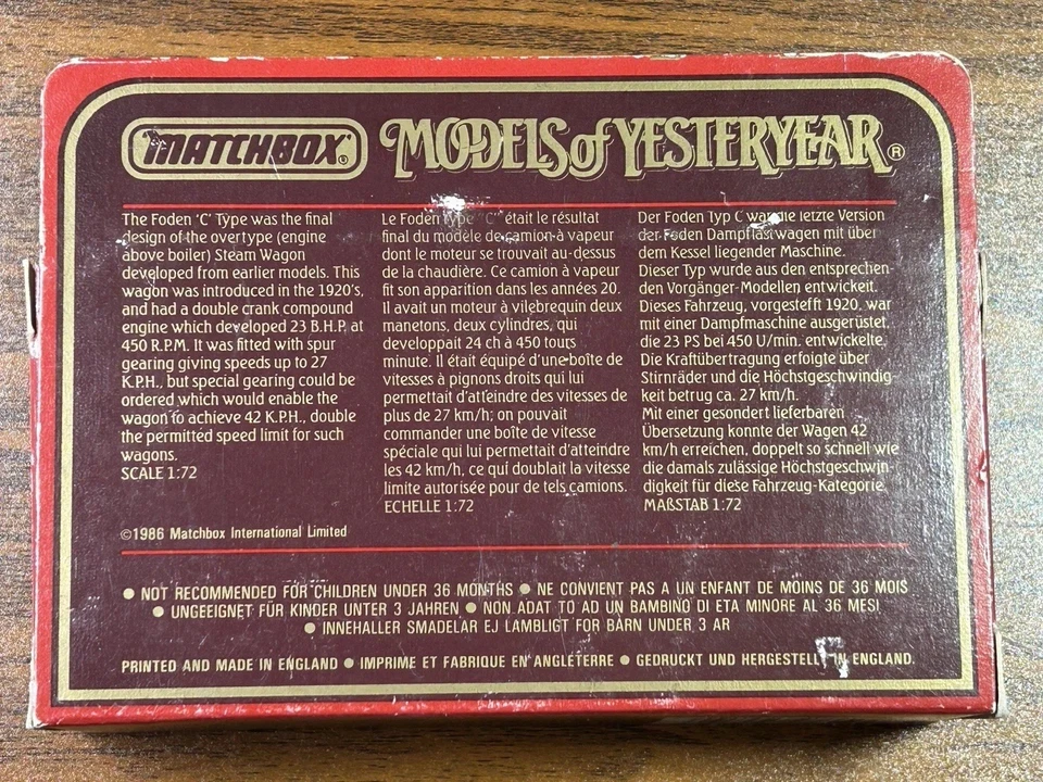 Y-27 1922 Foden Steam Lorry Truck Tate & Lyle Matchbox Models of Yesteryear VTG - Image 2 of 4