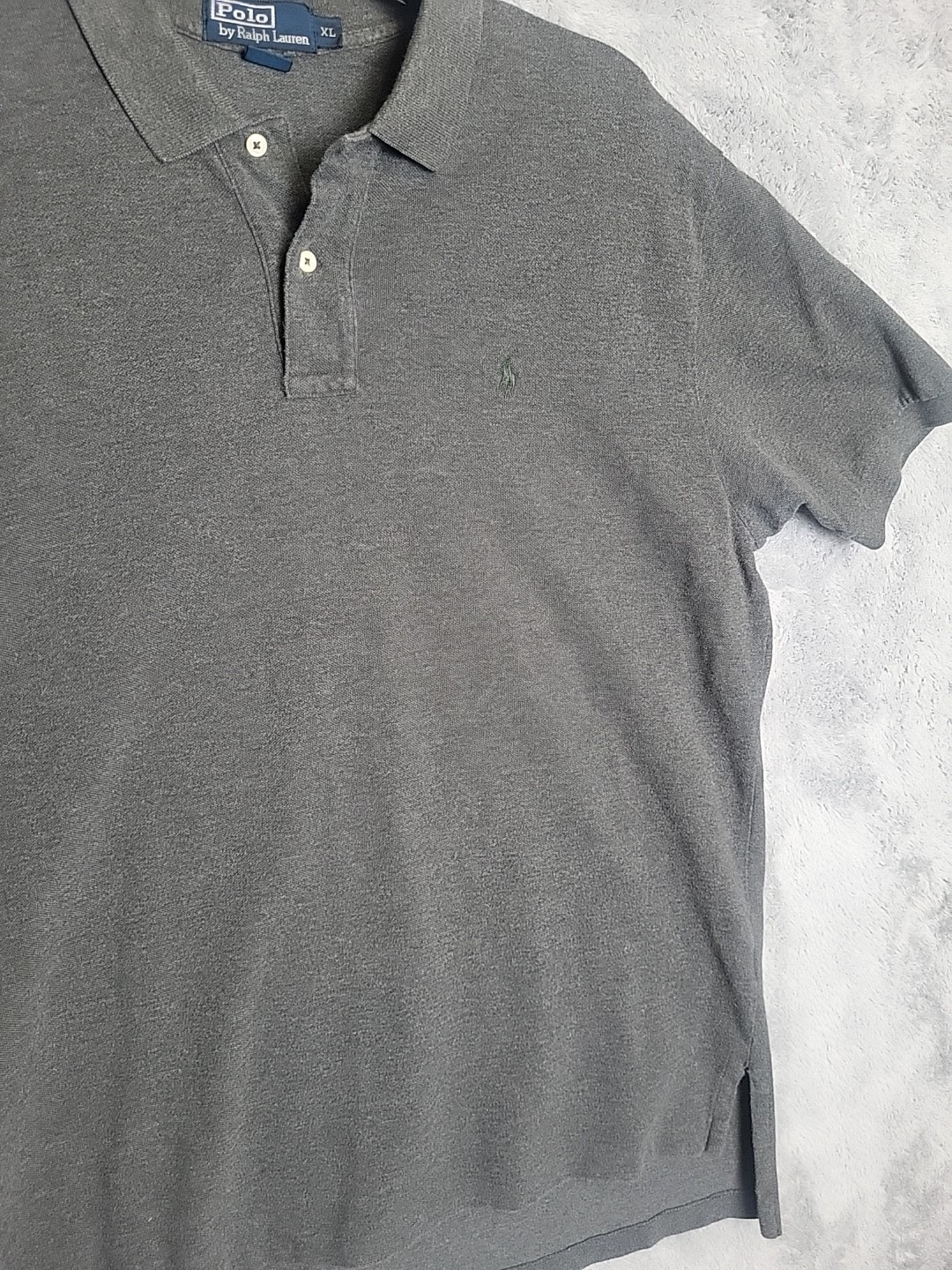 Polo Ralph Lauren vintage camicia uomo grigio scuro Y100% cotone logo pony