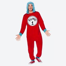 Spirit Halloween Adult Thing 1 Dr. Seuss Jumpsuit Costume Unisex One Size GUC