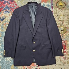 Chaps by Ralph Lauren Mens Blazer Size 42 R Gold Button Sport Coat Navy Blue