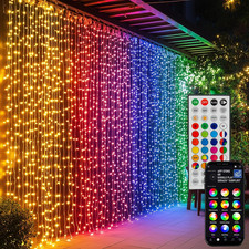 300 LED Curtain String Lights, RGB Color Changing Christmas Fairy Lights for Bed