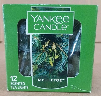 Yankee Candle MISTLETOE Scented Tea Lights Box of 12 Christmas Holiday Favorite 