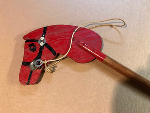 Vintage ANTIQUE Hobby Horse 43" Wood Stick Toy DISPLAY FOR BABY'S ROOM / NURSERY