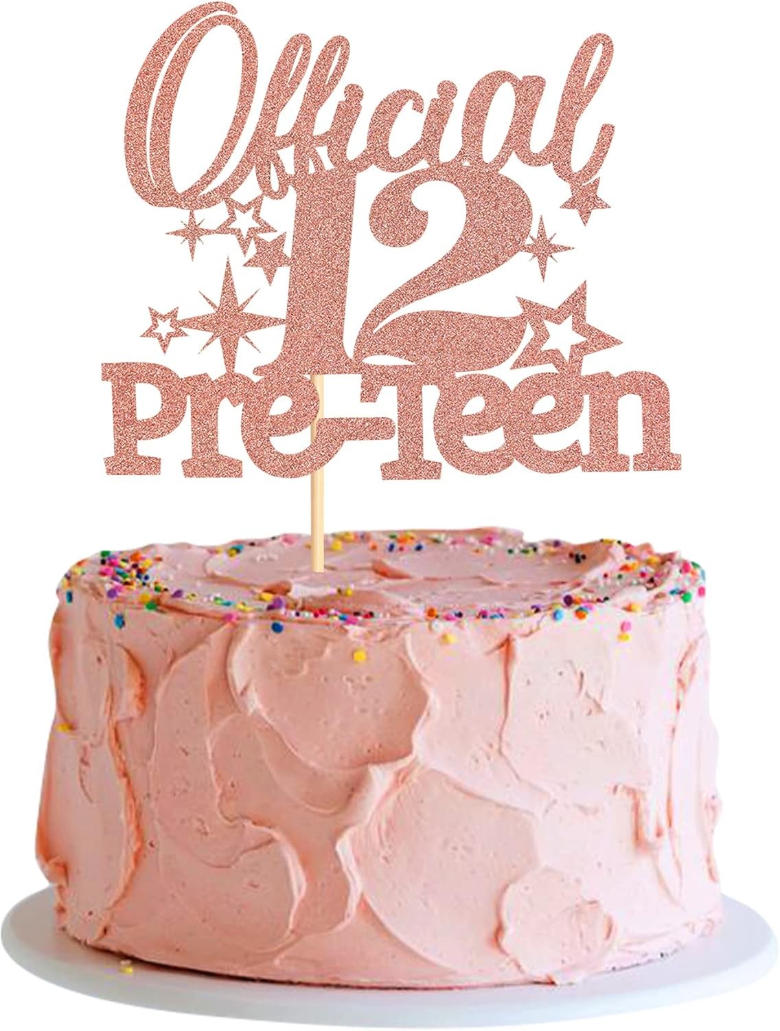 Blumomon 1Pc Official Pre-Teen 12 Cake Topper Rose Gold Glitter Happy 12th Birt