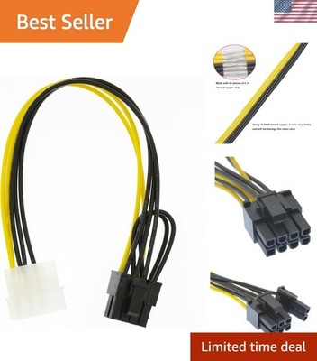 Durable 8 Pin GPU Power Cable: 4 Pin Molex Input - Perfect for Gaming Rigs