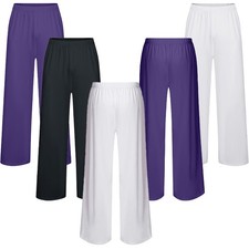 Mens Trousers Elastic Dancewear Summer Long Pants Solid Color Liturgical Loose