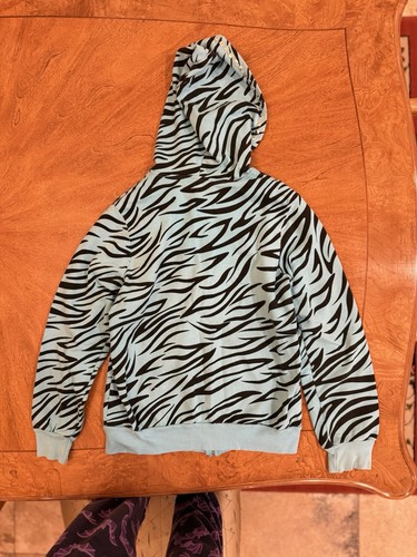 Studded Abbey Dawn Inspired Total Girl Black & Blue Zebra Hoodie Custom 1/1 - Picture 11 of 16