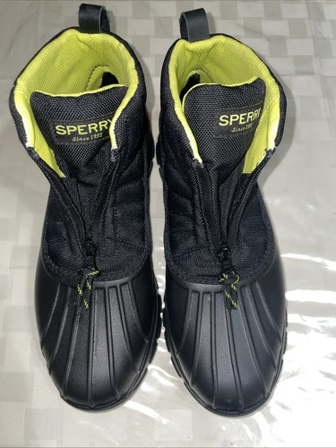 Sperry Men's SeaCycled Duck Float Black Zip Up Duck Boots Size 9