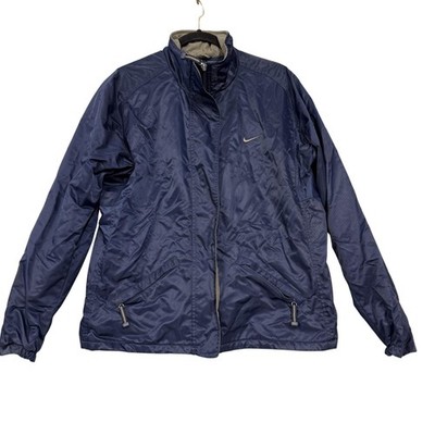 Nike Jacket Womens XL Blue Windbreaker Full Zip Mesh Lined Storm Flap Pockets
