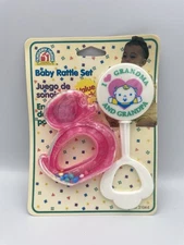 Baby Rattle Set Nursery Needs 1995 Sealed Pink Duck Love Grandma Grandpa