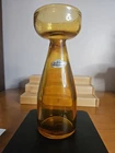 Vintage Blenko Amber Harvest Glass Candle Holder Vase w/ Sticker