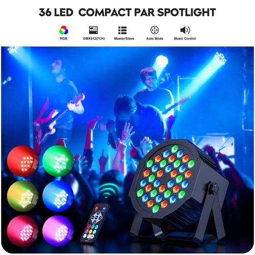 U`King 4PCS DJ Disco Party Stage Light 36LED RGB DMX Beam Lights PAR Lighting - Picture 2 of 11