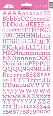 Crafts Doodlebug My Type Alphabet Capitals Small Numbers Stickers 13'' Bubblegum