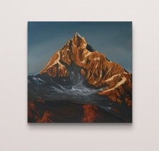 Landschaft Berge Gemälde Alpen Original Unikat Malerei Sonnenuntergang Leinwand 