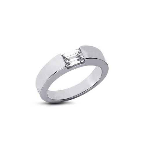 0.92ct I/VS1 Emerald Natural Diamond Platinum Solitaire Engagement Ring - Picture 3 of 4