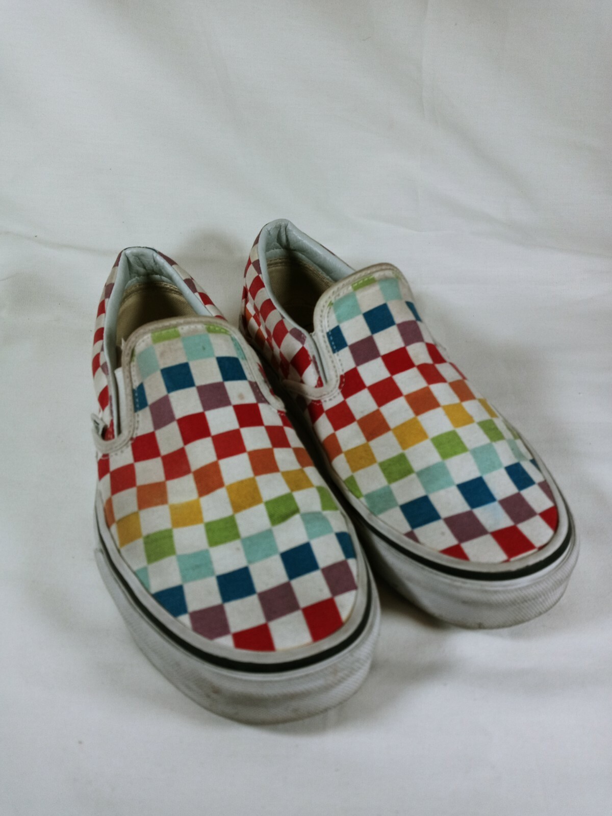 VANS Slip-On Rainbow Checkered Shoes Women 8.5 Men 7 Canvas 023-image