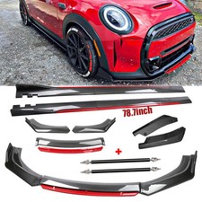For Mini Cooper Countryman Carbon Fiber Front Lip Chin Bumper Bod Kit Side Skirt