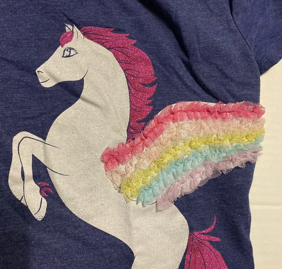 Epic Threads Toddler Girls Ballerina Blue Unicorn T-Shirt Size 5 Worn Once - Image 2 of 4