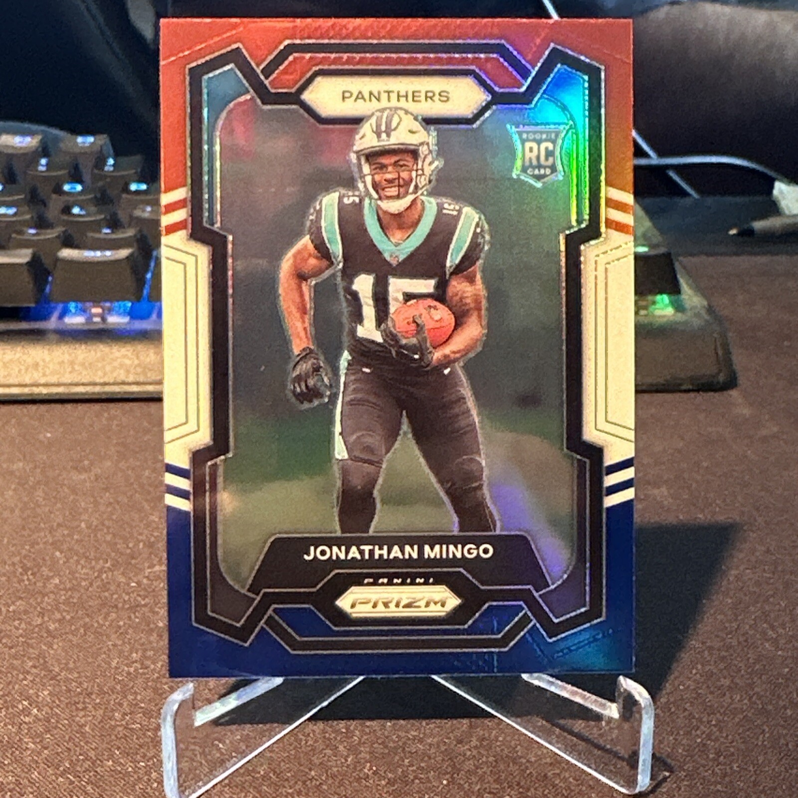 2023 Panini Prizm Red White Blue #312 Jonathan Mingo RC - Carolina Panthers