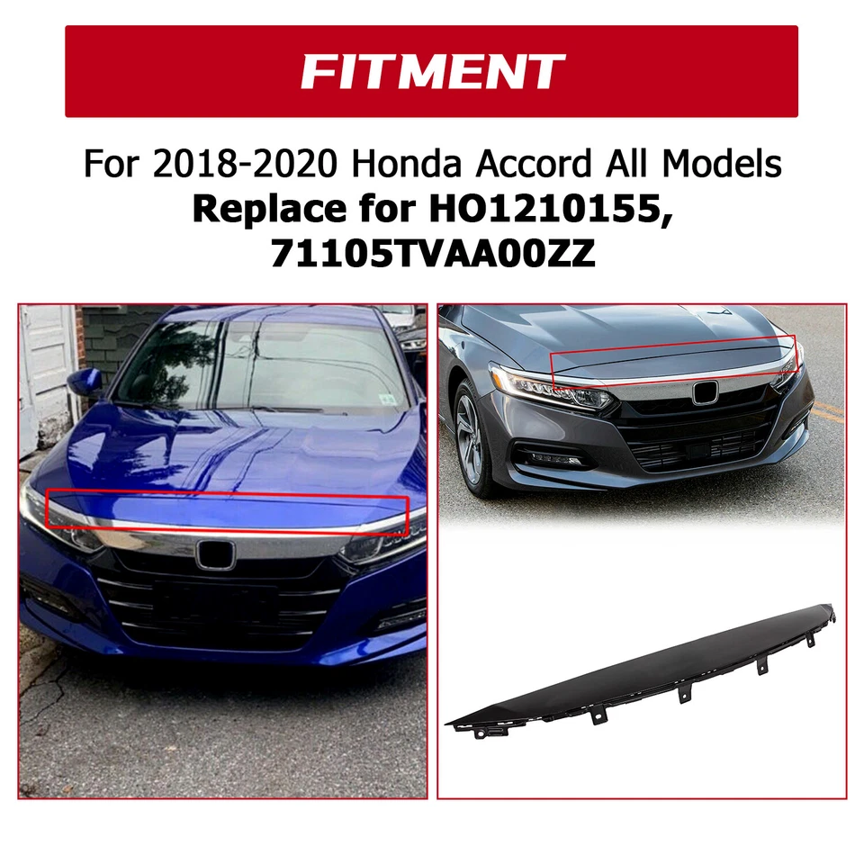 FOR Honda ACCORD SEDAN 18 19 20 FRONT UPPER COVER GRILLE Molding BLACK Foto 4 de 4