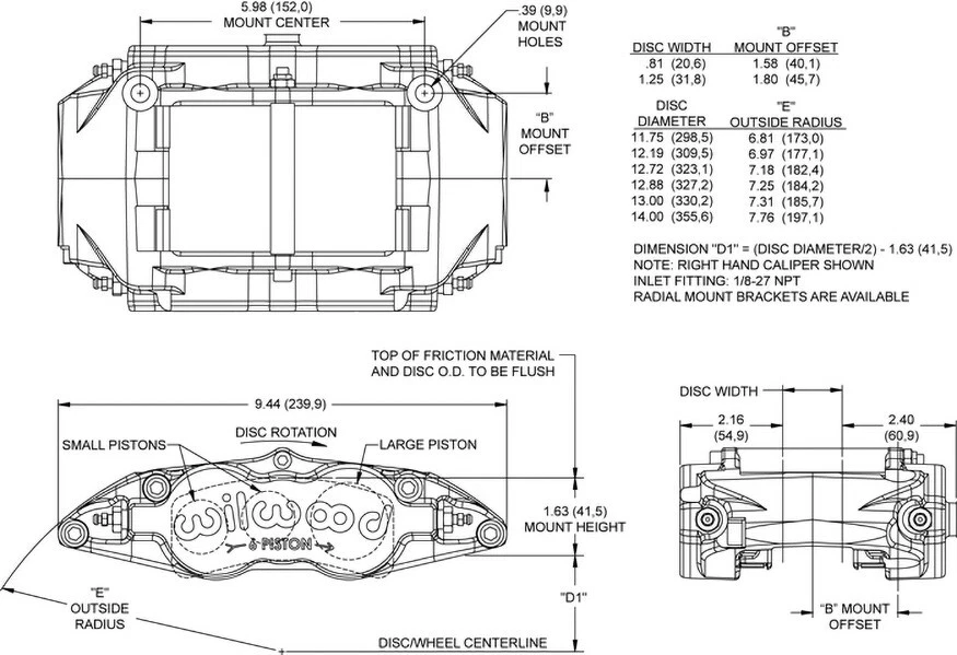 Wilwood 120-13236 Forged Superlite 6 Radial Mount Caliper - Image 4 of 4