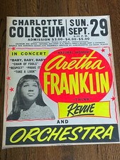 ARETHA FRANKLIN 1968 Jumbo Globe Tour Window Card Poster Charlotte NC Respect