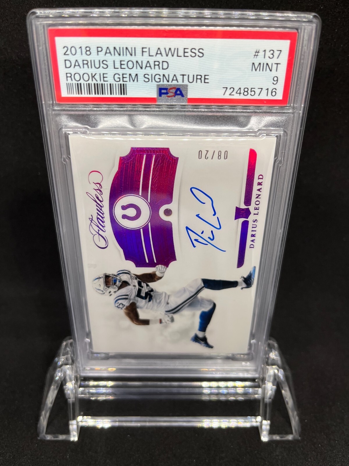 Darius Leonard Panini Flawless #137 Rookie Gem Signature