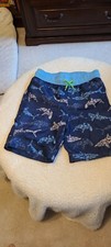 EUC Lands End Boys Size 8 Blue Shark Swim Trunks