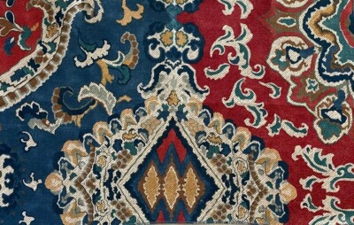 OSBORNE & LITTLE Maroc Berber Red Blue Printed Linen Nylon Remnant New