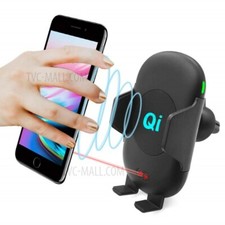 C10 Qi Wireless Charger Infrared Motion Sensor Car Clamping Phone Mount Holder