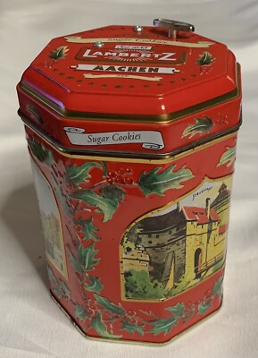 Lambertz Aachen 2006 German Musical Cookie Tin  Away In A Manger  Tune