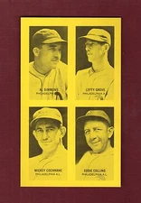 PHILA ATHLETICS/A's 1977 Rowe 4-on-1 Exhibit card/postcard-size~4 HALL OF FAMERS