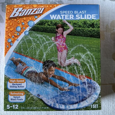 Banzai Speed Blast Water Slide NIB Inflatable Bodyboard Vinyl, 28'' W x 16' L