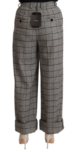 DOLCE & GABBANA Pants Wool Gray Tartan Straight Trouser IT40/US6/S RRP $1200 - Picture 3 of 5