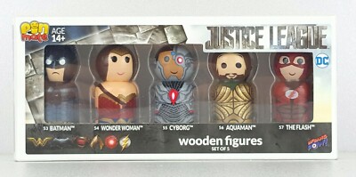 Pin Mate Wooden Figure DC Justice League Set of 5 Batman Wonder Woman Auquaman