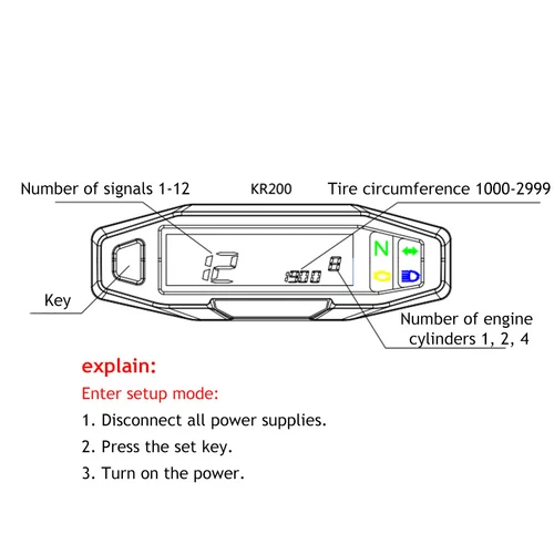 Motorrad Drehzahlmesser Digital LCD Tachometer Kilometerzähler RPM KMH Odometer - Bild 3 von 13