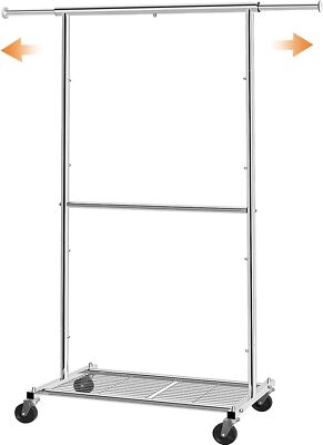 Simple Trending Standard Clothing Garment Rack, 15''D x 30.5''W x 65''H, Chrome 