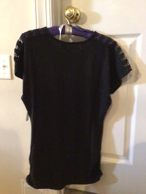NWT LADIES SIZE SMALL NEW DIRECTIONS WEEKEND SORT SLEEVE LACE TRIMMED TOP/$36.00