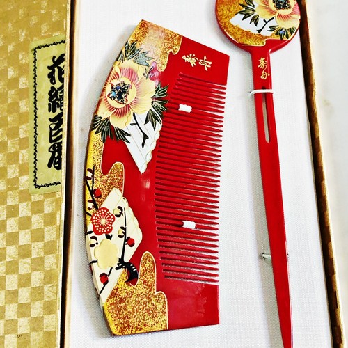 Japanese Kanzashi Bachi Hairpin Hair Stick Comb Set Makie Ornament Floral K19 - Picture 7 of 15