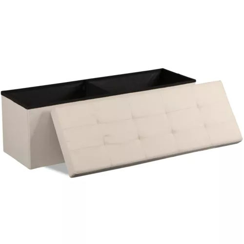 Folding Storage Ottoman Bench Foot Rest Foot Stool for Bedroom Entryway Indoor - Imagen 25 de 93
