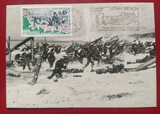 CARTE MAXIMUM TIMBRE N° 1799 DÉBARQUEMENT EN NORMANDIE OBL ST MARIE DU MONT 1974