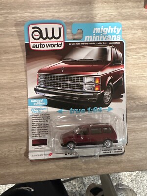 2024 AUTO WORLD 1985 DODGE CARAVAN MIGHTY MINIVANS REL 2 VS B NO 4 CRIMSON  1:64
