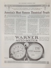 1914 Warner Auto-meter Saturday Evening Post Print Ad Clock Speedometer Beloit