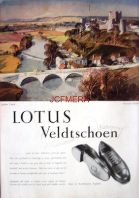 1952 LOTUS Veldtschoen Schuhe Werbung LUDLOW CASTLE - Rowland Hilder Kunstdruck AD