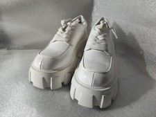 Steve Madden Women WHITE Chunky Platform Loafer Shoes lace up 7M