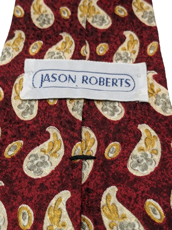 Corbata para hombre Jason Roberts 100 % seda vintage estampado cachemir rojo multicolor Foto 2 de 4